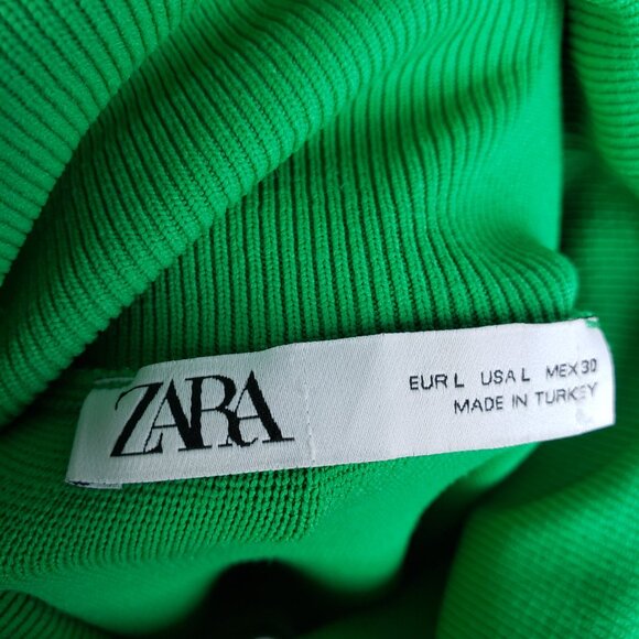 ZARA Boxy Sweater Kelly Green Oversized Turtleneck Minimalist Lagenlook size L - Picture 2 of 9